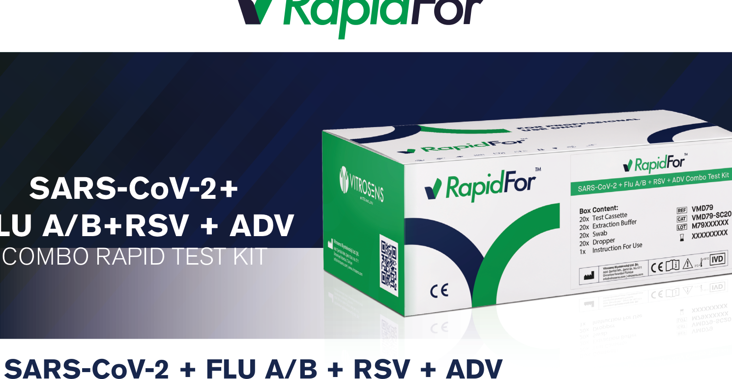 RapidFor™ SARS-CoV-2 + FLU A/B + RSV + ADV 4'ü 1 Arada Combo Test Kiti
