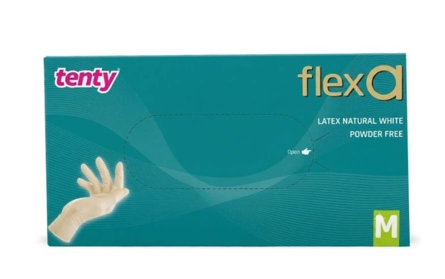 Tenty flexA Pudrasız Lateks Muayene Eldiveni (100'lük Kutu)